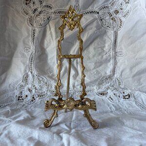Vintage Brass Display Easel Ornate Rococo Revival Style Solid Brass